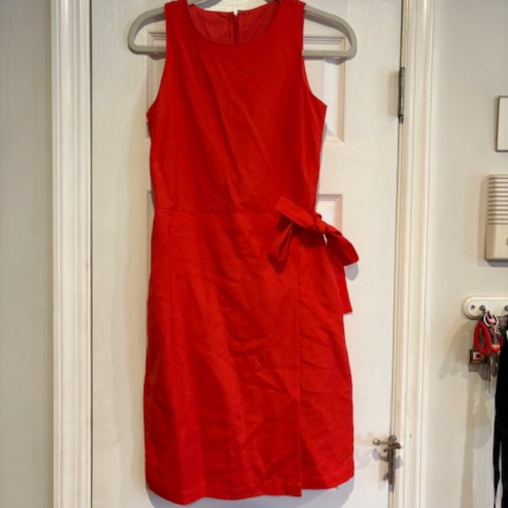 Red Linen Wrap Dress